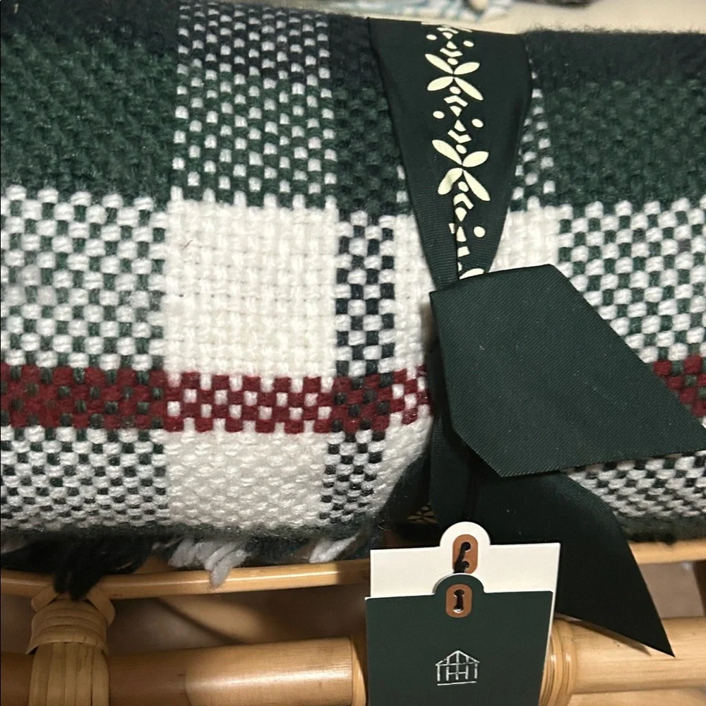 Hearth & Hand Festive Plaid Throw Blanket - Green and Red